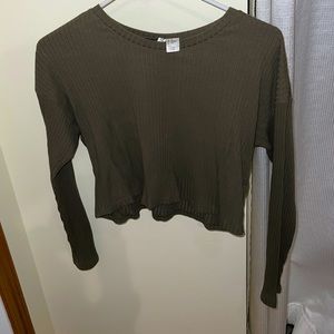 Olive green long sleeve crop top